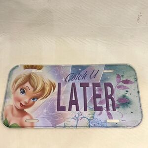 Tinker Bell Catch U Later Vanity License Plate 12 X 6 In Disney Purple Blue